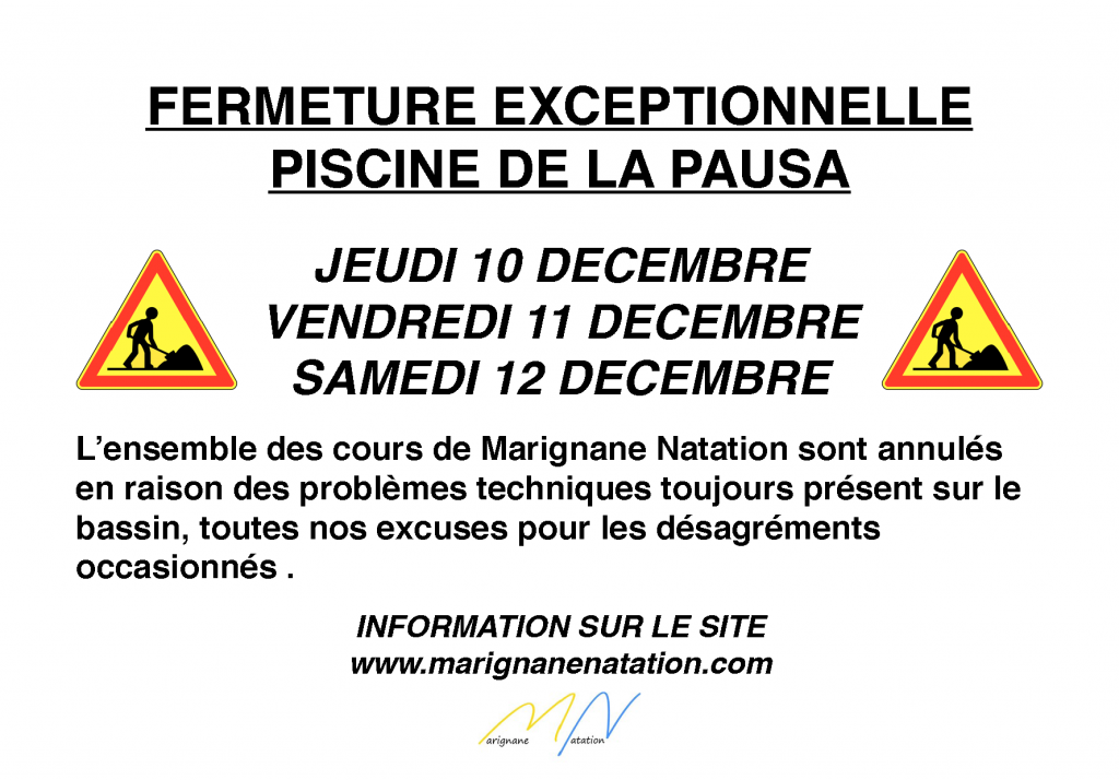 Fermeture exceptionnelle 101215