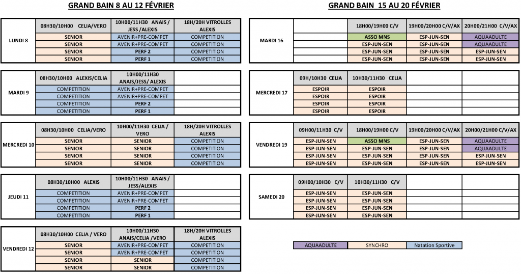 PLANNING FEVRIER Sportive